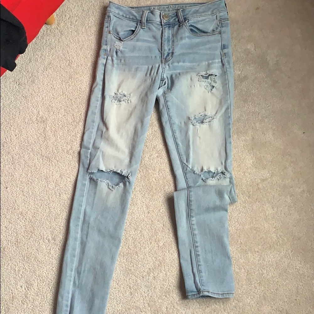 Blue ripped American eagle jeans
